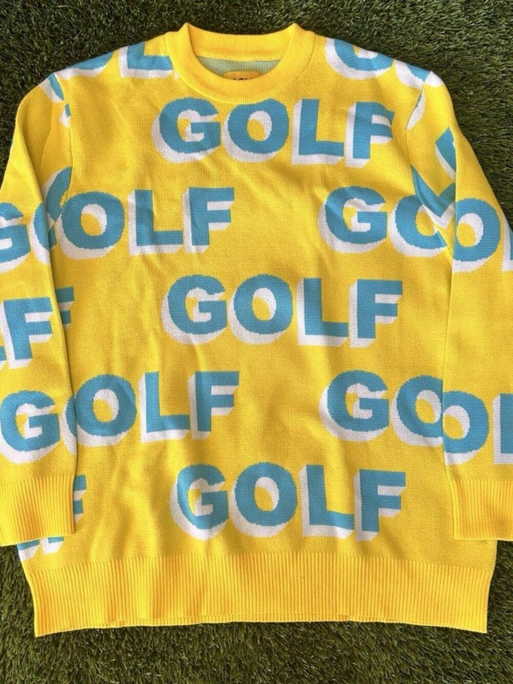 Golf Wang 3D Logo Sweater - Yellow/Blue, Size L